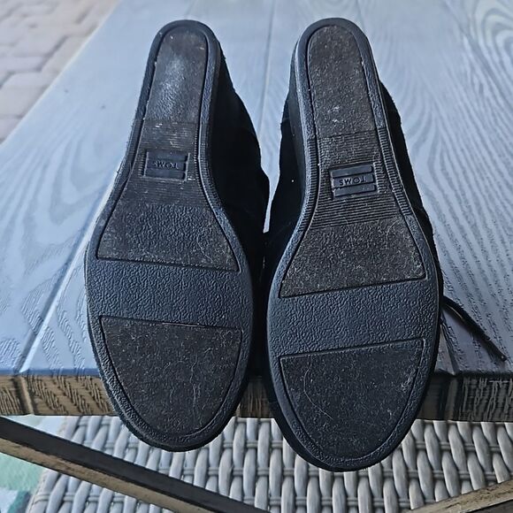 TOMS Desert Wedge Black Suede Lace-up Short Boots Booties Women size 8.5 - Picture 8 of 9